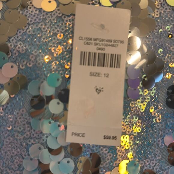NWT Justice Girls SZ 12 Charming Light Blue Sequin Dress Retail $60 - Picture 4 of 8